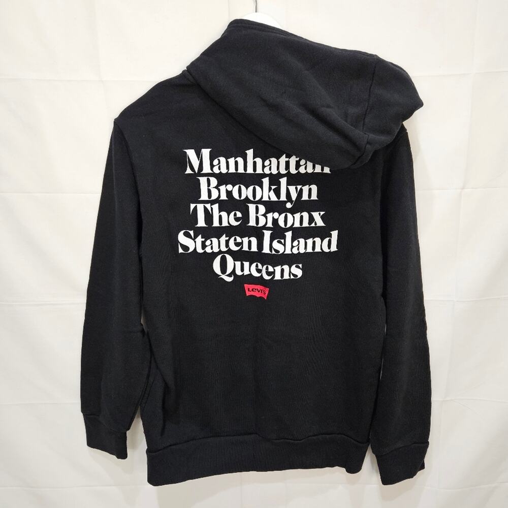 Levi's New York Hoodie Full Zip Black White Size Small